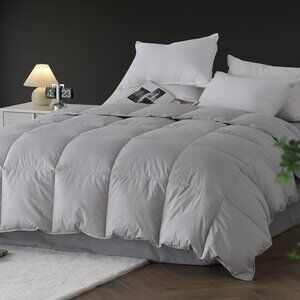 Cotton Comforter - Goose Down and Feather Duvet Insert - Grey